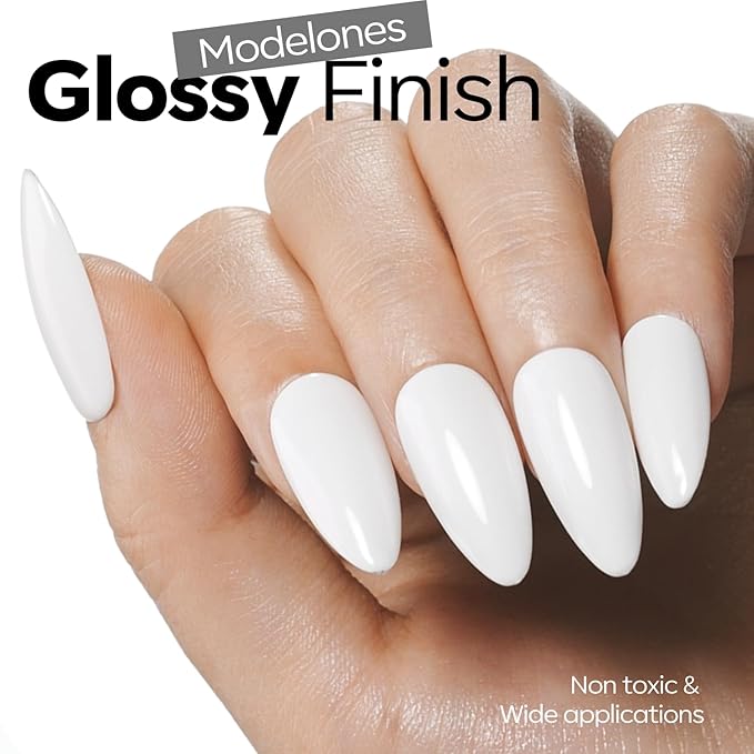 modelones White Gel Nail Polish Gel Polish Solid White Nail Poish Soak Off Pastel U V Nail Design Salon DIY Manicure 15 ML