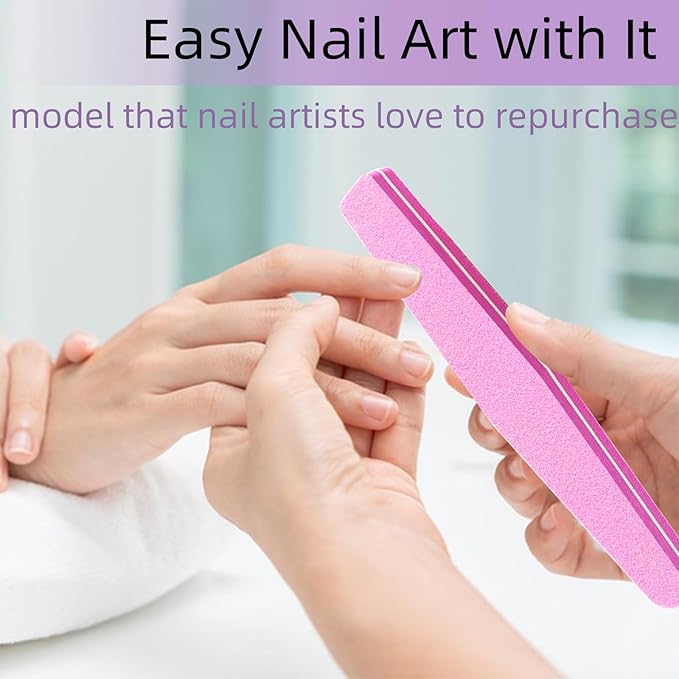 10 Pack 100/180 Grit Nail Files and buffers,Double Sided Nail Files,Nail Buffer Block,Fingernail File,Sponge Buffing Nail File,for Acrylic/Natural Nails(Pink)