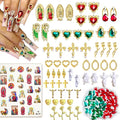 107pcs Virgin Mary Cross Gold Nail Charms Gems,San Judas Nail Charms 3D Alloy Heart Rose Angel Rhinestones for Acrylic Nail Art Religious Nail Stickers Manicure Decoration Supplies (Green, Red, Gold)