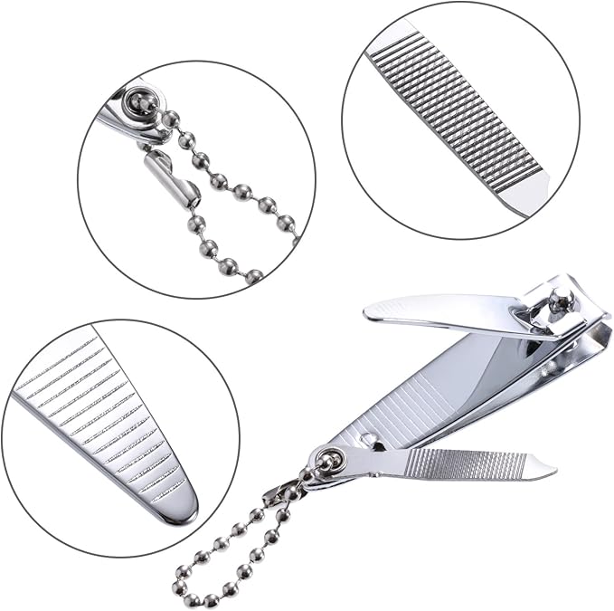 Bememo 12 Pieces Stainless Nail Clippers Set Fingernail and Toenail Clippers Nail Cutter Tool Set for Men and Women(Silver)