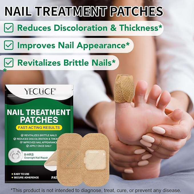 Toenail Treatment Extra Strength - 32 Pcs Nighttime Nail Patches for Toenails - Toe Nail Treatments for Nails Repair & Care - Easy to Use