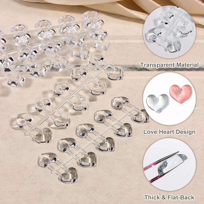 100Pcs Solid Heart Shape Nail Polish Swatches Mini Display Cards Crystal Clear Glass Nail Color Swatch Dots Chart Tips for Nail Salon Training Practicing Beginners Professionals