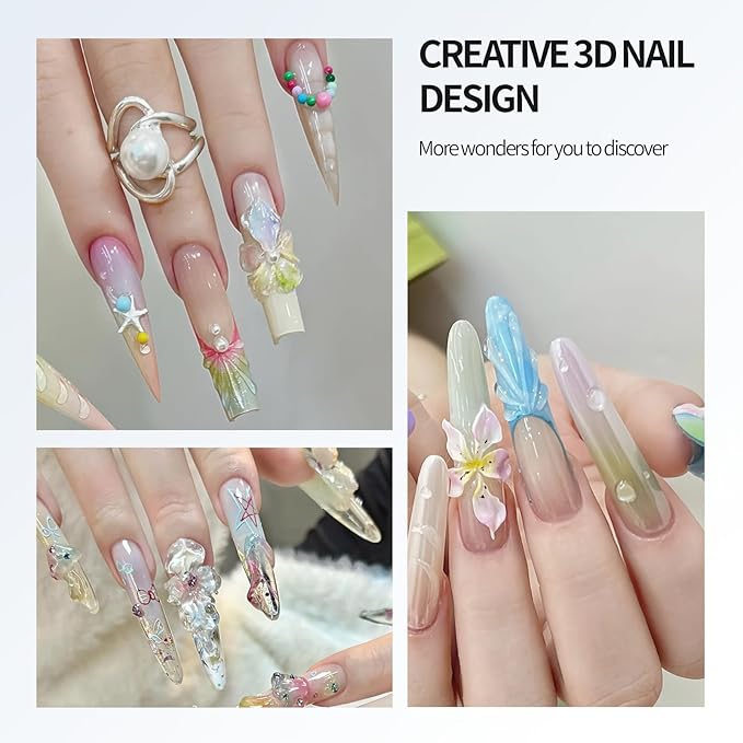 3D Gel Nail Art Kit-Milky White Solid Builder Gel for Nails 3D Sculpting Carving Building Modeling Hard Extension for Beginner DIY Salon at Home Cured Needed