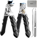 Thick Toenail Clippers for Seniors, Professional Edgy Nail Clippers for Men, Heavy Duty Large Finger Nail Clippers Adult, Angled Head Nail Clippers Cutters with Long Handle (4PCS Nail Clippers Set)