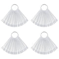 Set of 4 Total 200 Pcs Clear Nail Swatches Sticks, Transparent Fan-shaped Nail Art Tips Display Polish Board Display Practice Sticks Tool with Metal Split Ring Holder
