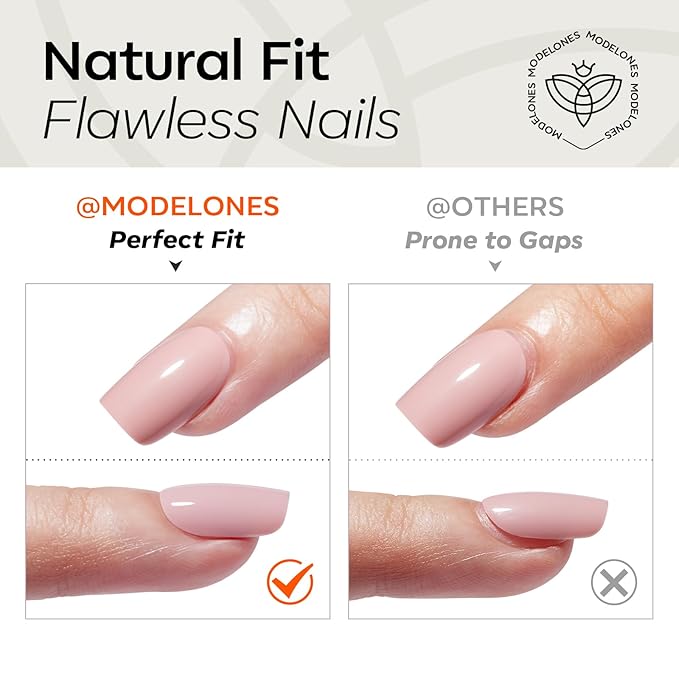 modelones Short Press on Nails, Oval Fake Nails Kit Press Ons with Nail Glue, Adhesive Tabs, Nail File, Prep Pad, Manicure Stick, 32Pcs 16 Sizes, Milky White, Spring Women Girl Gift