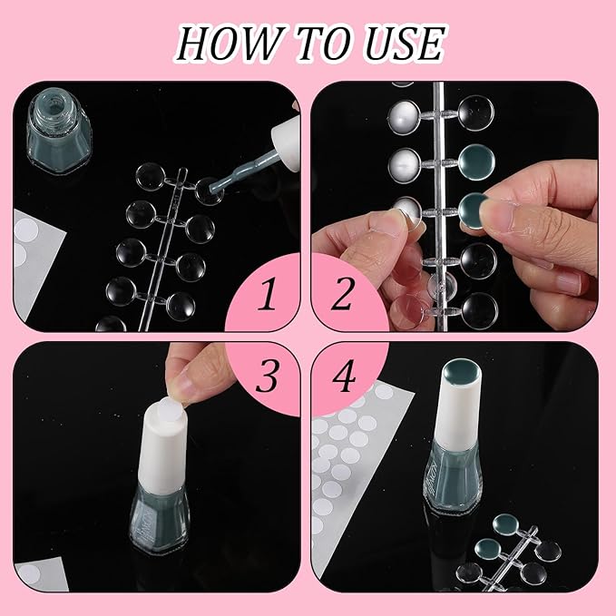 240pcs Nail Polish Swatch Dots, Round Transparent Nail Art Color Display Chart with Adhesive Sticker False Nail Display Tips Box-packed for Bottles Colorful Polish DIY Training Practicing Displaying