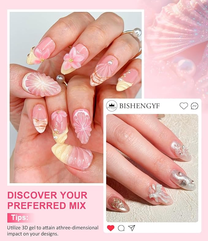 2Pcs 15g Pearl/Clear 3D Nail Gel No Wipe Craving 5D Embossed 3D Gel for Nails for Carving,Molding and Painting Nail Art Designs,Rhinestone Glue for Decoration