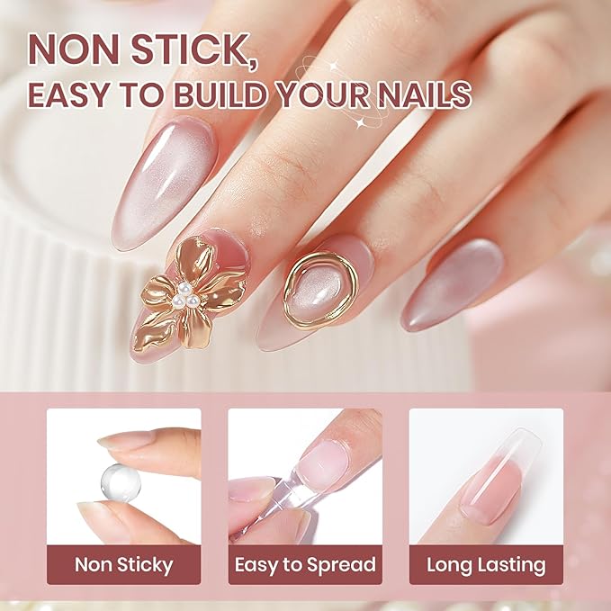 Clear and Nude Solid Builder Gel for Nails Extension 3D Hard Gel for Carving Patterns Decoration Home Manicure DIY for Women