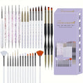 31 Pcs Nail Art Tools Set - Professional Nail Brushes Kit for Acrylic Gel Nails, Manicure Painting Dotting Detailing Tools, Nail Design for Home Salon Supply-White