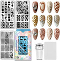 PH PandaHall 3pcs Geometric Texture Nail Stamping Plates Wave Line Nail Art Templates Checkered Dots Manicure Art Stencils Heart Star Nails Design Stamp for Women Manicures Salon DIY Printing