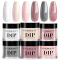 AZUREBEAUTY Dip Powder Nail Set, 6 Colors Classic Nude Collection Skin Tone Glitter Pastel Dipping Powder Starter Kit French Nail Art Manicure DIY Salon Home Gifts for Women, No Need Nail Lamp Cured