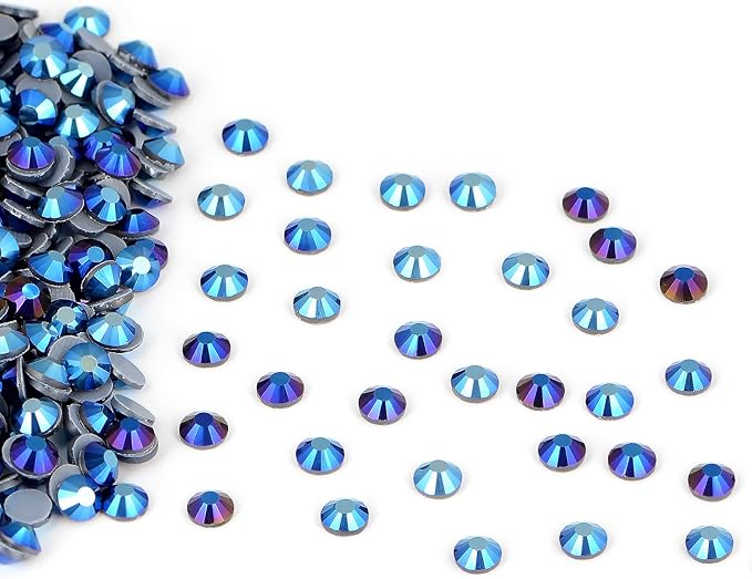 2880 Pieces SS16 Mine Blue Hotfix Rhinestones Flatback Round Crystal Glass Rhinestones Gems for Crafts Nail Face Art Clothes Shoes Bags DIY