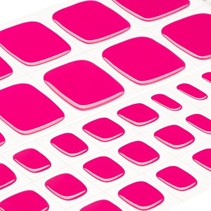 DANNI & TONI Semi Cured Gel Toenail Strips Bright Pink (Miss Fairy) Fushcia Gel Toenail Stickers Solid Color 37 Stickers