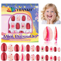 EBANKU 24 Pieces Kid Fake Nail Kit, Almond Press on Nails for Kids Lovely Heart Press on Nail Short Artificial False Nail Kits for Kids Girls