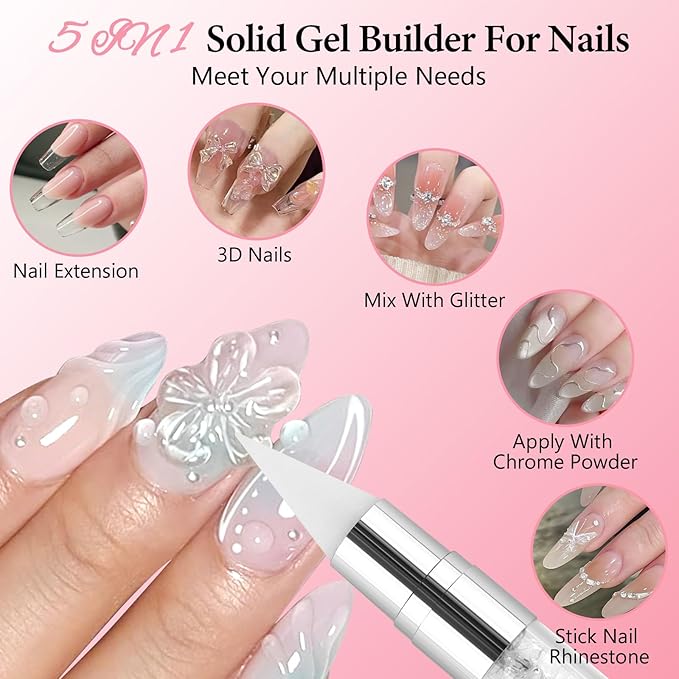 EBANKU 100g 3D Nail Gel, Clear 3D Sculpture Gel for Nail Art, Non-Sticky Solid Builder Gel for Nails Molding Hard Gels for Extension DIY Gift At Home Salon