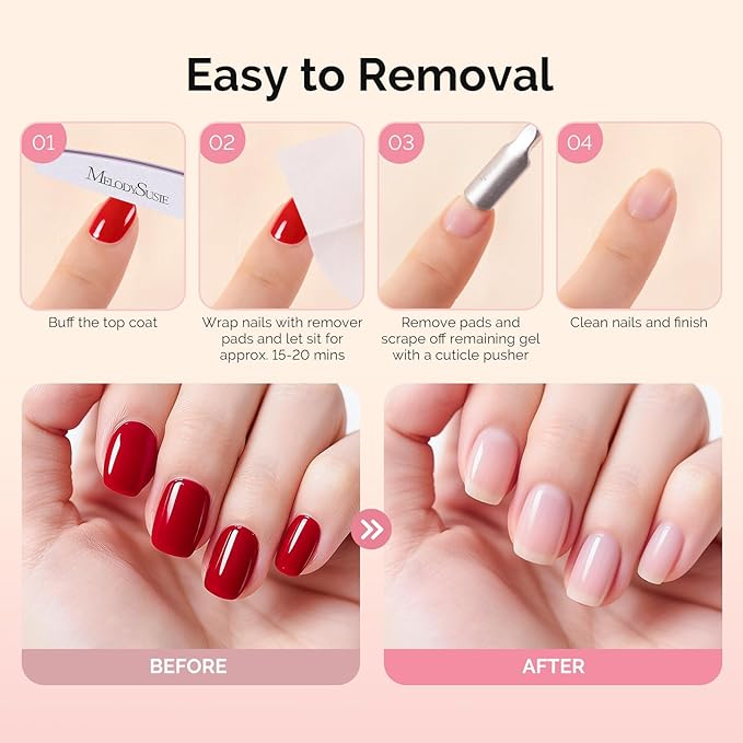 MelodySusie Nail Polish Remover Pads, 200 PCS Acetone Large Size Individually Wrapped Wet Wipes Rapid Gel Polish Removal Portable Travel Kit for Home Professional Use