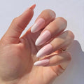 Press On Nails - Peony | Ombre French Tip, Long UV Finish Almond Nails, Salon Quality | 32 Nails, 16 Sizes Kit with Glue and Adhesive Tabs I Female Founded