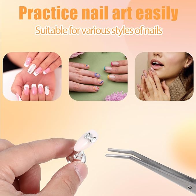 Nail Stands Acrylic Nail Art, 2 Set Magnetic Nail Tips Practice Holder Nail Crystal Holder for Nail Art with Reusable Adhesive Putty Nail Stand for Press On Nails DIY Painting(Silver)