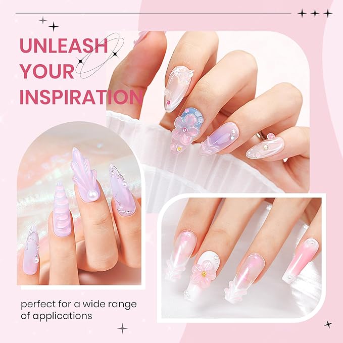 Solid Sculpture Builder Gel, Aurora Pink 3D Nail Gel White Non-Stick Hand Nail Extension Gels for Carving Patterns Decoration Hard Gels for Nails Mnicure DIY at Home 14g(0.49 oz)