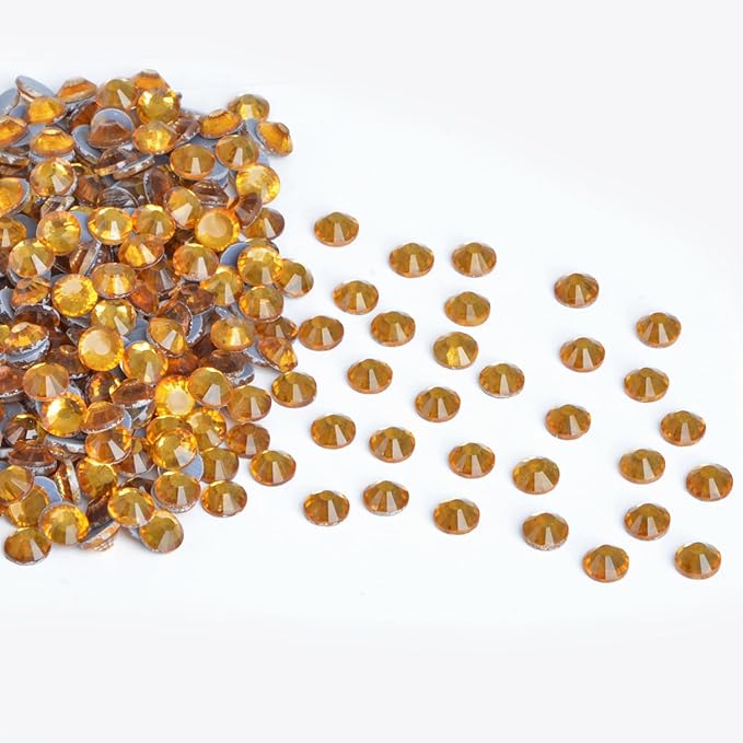 2880 Pieces SS12 Topaz Hotfix Rhinestones Flatback Round Crystal Glass Rhinestones Gems for Crafts Nail Face Art Clothes Shoes Bags DIY