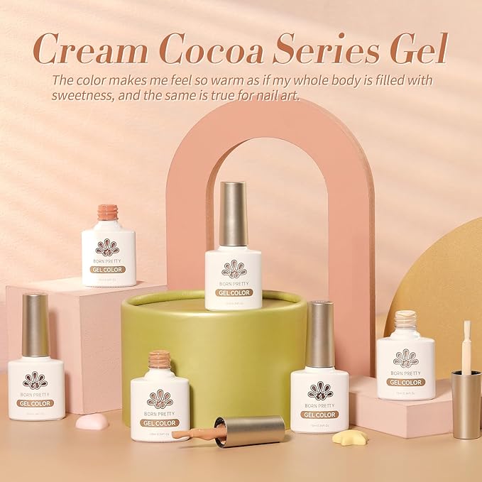 Born Pretty Nude Gel Nail Polish Set,6 Colors Neutral Beige White Nude Pink Brown Gel Polish Kit Skin Tones Collection Soak Off U V Gel Nail Kit Manicure DIY Home