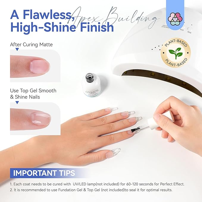 SAVILAND Clear Builder Nail Gel: 8 in 1 Gel Builder for Nails with Vitamin E & Castor Oil, Plant-Based Nail Strengthener Thickening Extension Gels in a Bottle Fix Curved Nails Home Nail Art DIY