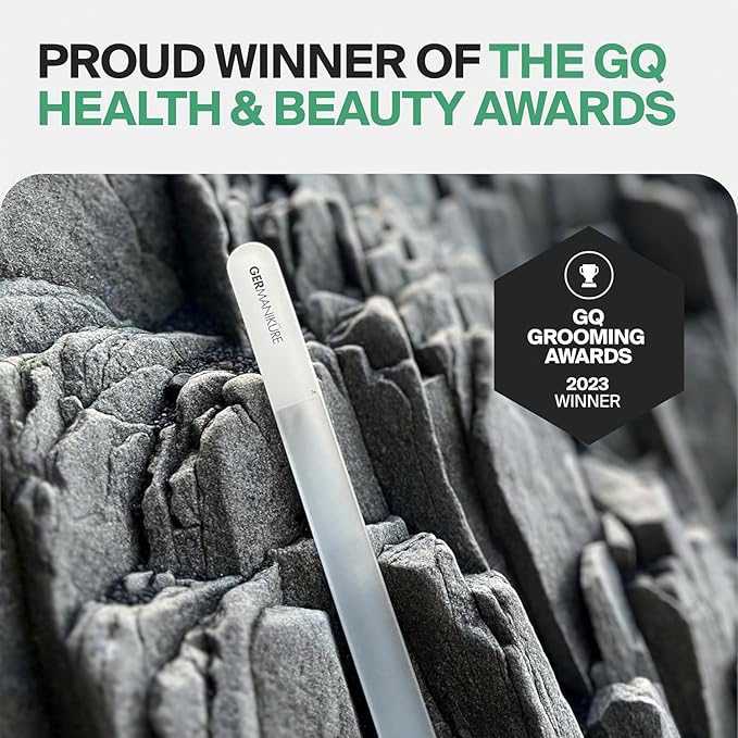GERMANIKURE Glass Nail File in Cork Sleeve - Hug The Dog - Professional Crystal Nail File for Natural Nails - Ideal Manicure & Pedicure Tool for Smooth, Easy Shaping - Nail Care Gift