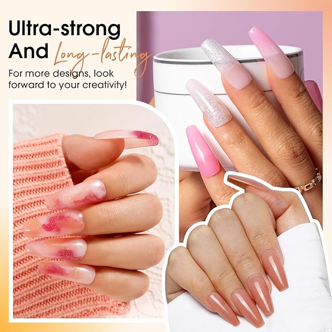 Poly Nail Gel Kit with Drill 14 Colors + 75 Nail Art Accessories Kit,ROSALIND Clear Pink Nude Glitter Poly Nail Gel with Big UV Light 48W and Electric Nail Drill Starter Kit
