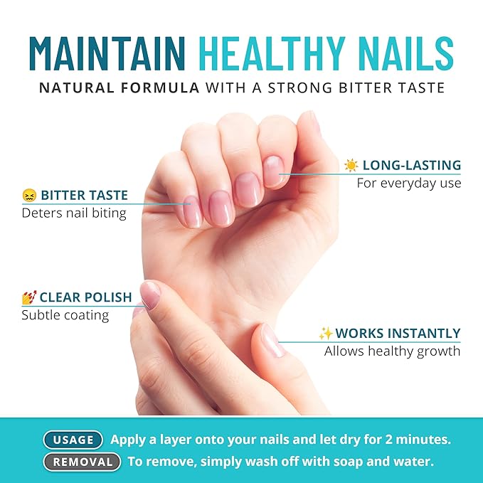 Stop Nail Biting Treatment for Kids, Clear Bitter Nail Polish to Gently Break the Habit, Safe & Comforting Nail Biting Prevention for Kids, Supports Healthy Nail Growth, 0.5 fl oz - Packaging May Vary