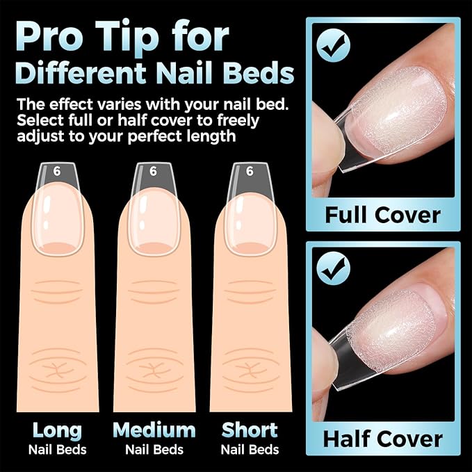 Short Coffin Nails Tips: Soft Gel Pre-Shaped Acrylic Nail Tips Coffin 360pcs Fake Nails Half Matte Full Cover Clear Press on False Acrylic Nails for Nail Extension Home DIY 12 Sizes