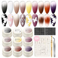 PEACECOLOR Patting Gel Polish Kit 9 colors Pat Pat Gel Soak Off U V with Sponges Ombre Gel Polish Kit Professional Painting Gel Nail Art DIY Beauty Gift Sets