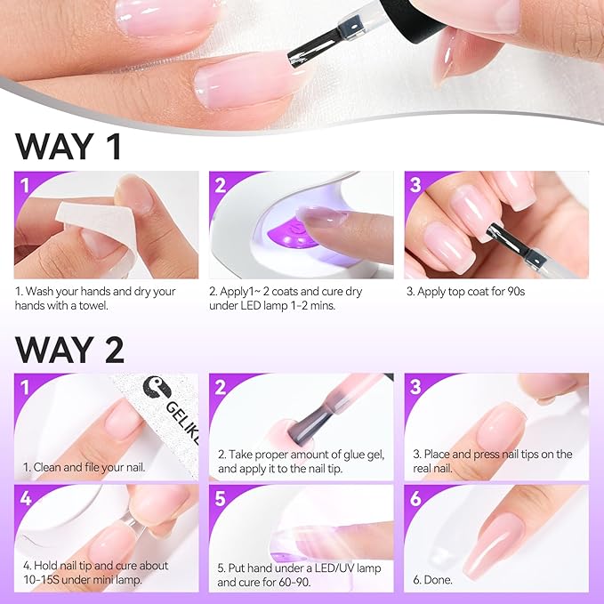 Gelike EC Pro Nail Glue & Strengthener: Nude 6-in-1 Nail Adhesive for Repair - Strengthening & Protein Repair - Perfect for Home & Salon Use 11546 - UV Needed