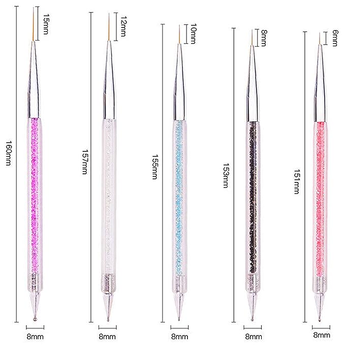 Vtrem 6 Colors 8ML Spider Gel Set with 5 PCs Double Ended Point Drill Drawing Brush Pen Nail Rhinestones Matrix Gel with Gel Paint Design Nail Art Kit Wire Drawing Nail Gel for Line Christmas gifts