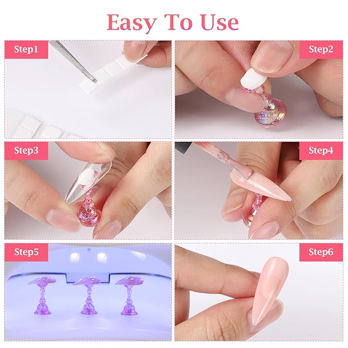 Etercycle 2 Set Wooden Nail Holder for Display Painting Nails - 1 Aurora Heart Shaped Acrylic Magnetic Practice Nail Stand - Fake Nail Holder for Press On Nails with Reusable Adhesive Putty
