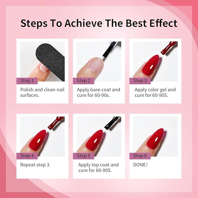 JODSONE 30 Colors Gel Nail Polish Set Same Color Same Bottles 6 PCS of Functional Gel Polish