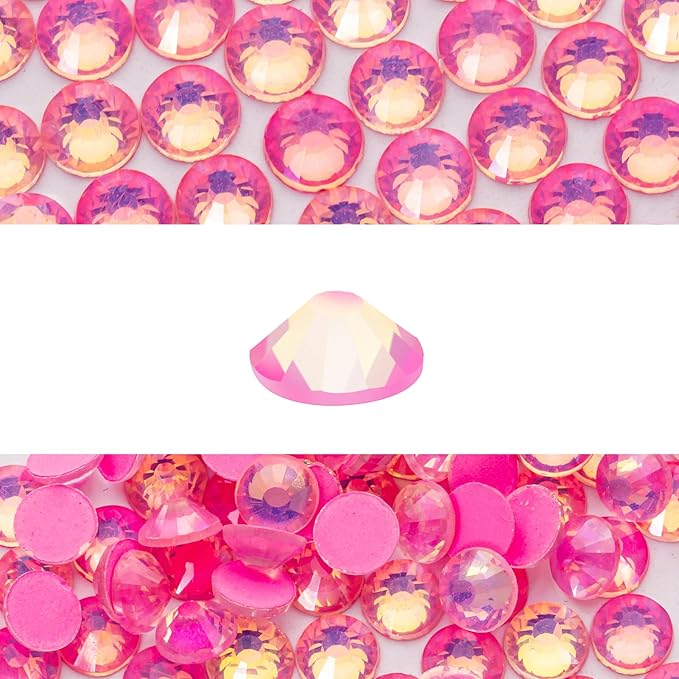 Novani 3000 Pieces Flatback Rhinestones Glass Round Gems F-Pink Crystals for Nail Art DIY Crafts Clothes Shoes,SS10,2.7-2.9mm