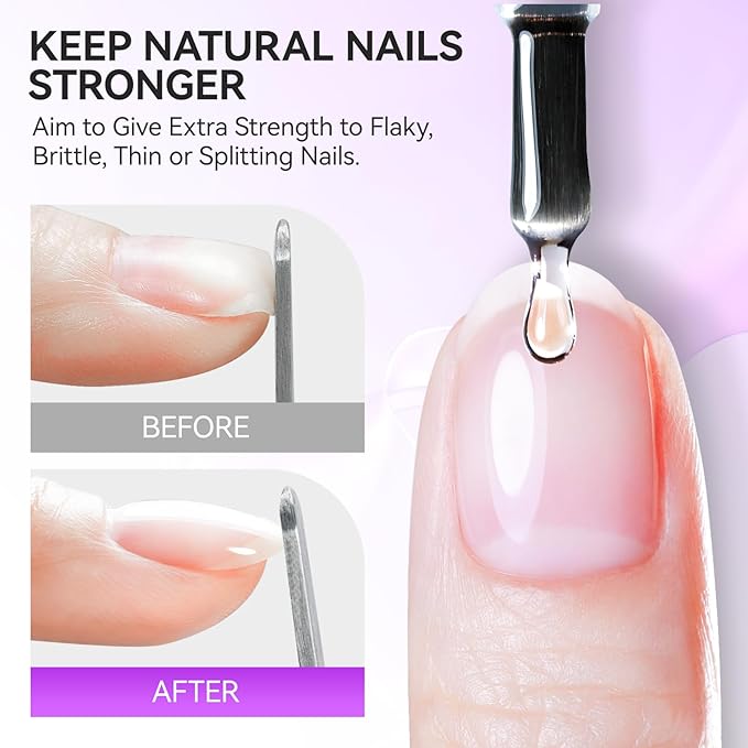 Gelike EC Pro Nail Glue & Strengthener: Clear 6-in-1 Nail Adhesive for Repair - Strengthening & Protein Repair - Perfect for Home & Salon Use - UV Needed