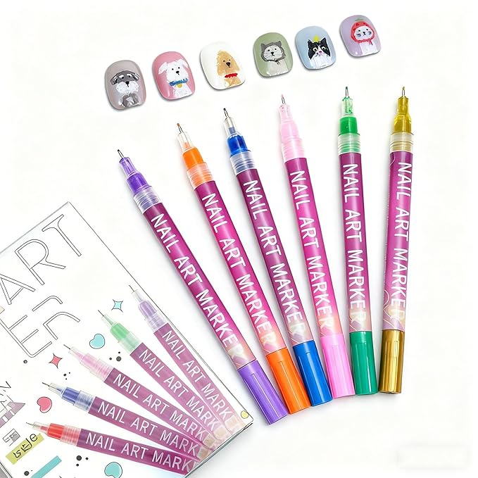 12 Colors Nail Art Pens Set, Fine Tip Nail Art Markers For 3D Drawing, Quick Dry Nail Polish Pens Kit For Women Girls DIY Manicure Nail Art Tools (0.5 mm)