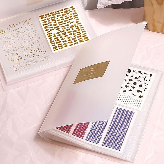 SEUNMUK 6 Pack 480 Slots Nail Art Sticker Storage Book, Nail Decals Holder Collecting Album, Clear Nail Sticker Display Book for Women Girls Showing & DIY Nail