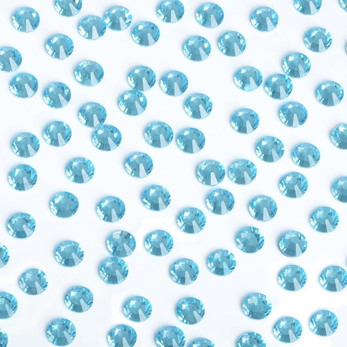 Bymitel Hotfix Crystal Rhinestones Round Gems Iron on DIY Jewelry Making Flat Back for Crafts,Aquamarine, 1.3mm(SS3/2880pcs)