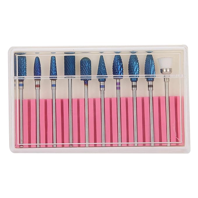Nail Drill Bits Set,Electrical Professional Nail File Kit,Carbide Nail Drill Bits Set, Cuticle Drill Bit,Nail File Drill Bit for Manicure Pedicure Cuticle Gel Nail Polishing,10Pcs Nail Grinding Head