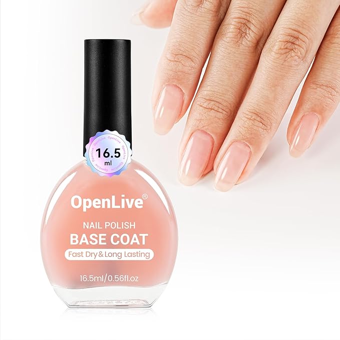 Base Coat Nail Polish Sheer Tinted Nude, Regular Nail Polish Enhances Natural Look, Quick Air Dry for Women Salon DIY Nail Art