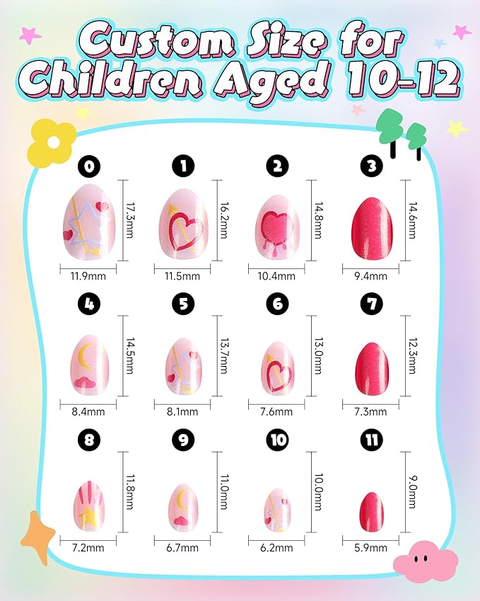 Cute Press on Nails for Kids,Girls Trendy Stuff Fake Nail Kit for Ages 6-12, Pre-glue Glitter Short Acrylic Nail Stick on Nails, Great for Girl Birthday Gifts, Parties&Makeovers Decoration