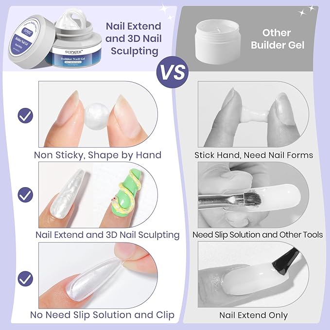 60g 3D Sculpting Gel for Nail art, Solid Builder Gel Pearl White, No Stick Hand 3D Hard Gel for Nail Sculpting & Art, Nail Extension & Carving, 5D Ribbon Bow Designs