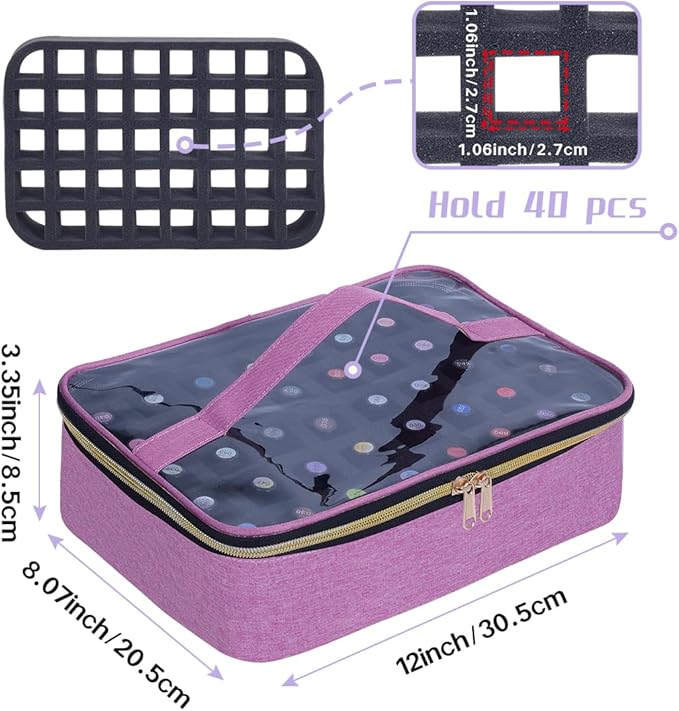 Small Clear Nail Polish Organizer Case Holds 40 Bottles(15ml-0.5fl.oz) Multifunctional Nail Polish Bag, Cosmetic Travel Makeup Bags for Women, Purple