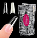 krofaue 1200PCS Coffin Nail Tips - Half Cover Nail Tips 12 Size False Nail Tips for Acrylic Nails Professional Manicure with Box for Artificial Fake Nail Tip Art Salon Home (Clear & Natural)