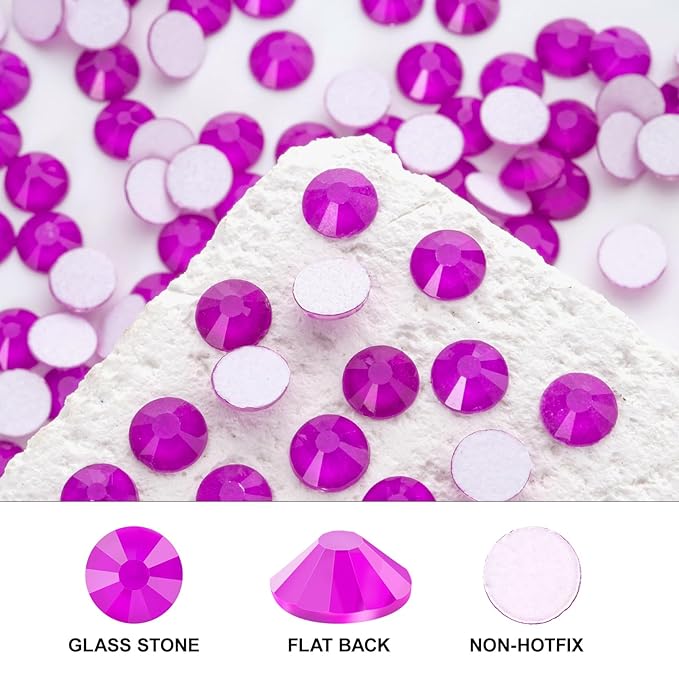 Novani 3000 Pieces Flatback Rhinestones Glass Round Gems Neon-Purple Crystals for Nail Art DIY Crafts Clothes Shoes,SS8,2.3-2.5mm