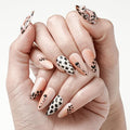 FORBELOVED NAILS,Nude Hand-pained Leopard Handmade Press On Nails,Medium Almond Glue On Nails,Charming 3D Texture Tails False Nails For Women And Girls,10Pcs/Set With Glue,(Nude-S),FOB