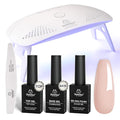 Beetles Nude Gel Nail Polish Kit with UV LED Light and Base Top Coat Starter Kit, Soak Off Popular Nude Gel Polish Set with Nail Lamp Nail File for DIY Home Manicure Gifts for women Girls
